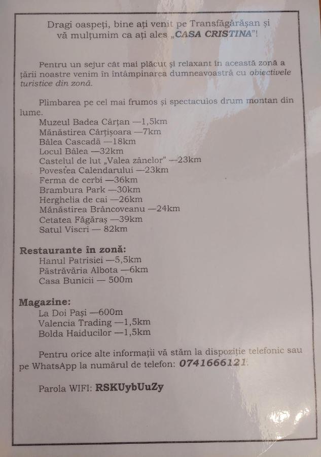 Casa Cristina Hotell Cîrţişoara Exteriör bild